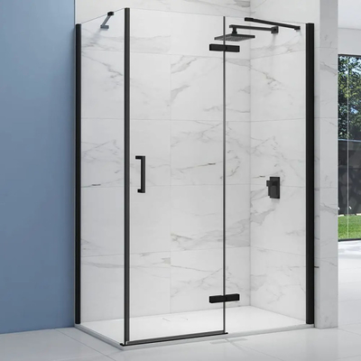 80X80 Schwarz Kleines Quadrat Glas Duschgehäuse Kabine für Zuhause Flach poliert Rand Arbeit