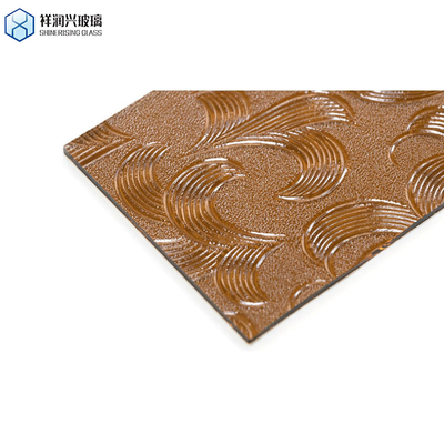 Kunstglas mit geätztem Wanddekor 3 mm 3,2 mm 4 mm Braun geprägtes Glas