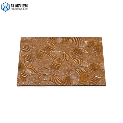 Kunstglas mit geätztem Wanddekor 3 mm 3,2 mm 4 mm Braun geprägtes Glas
