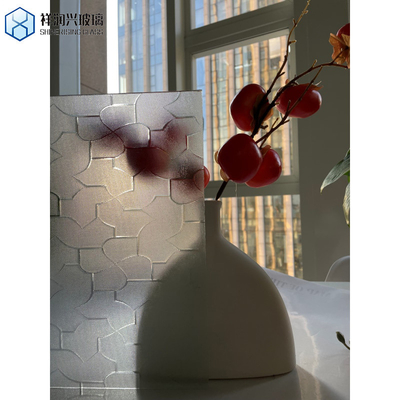 Anpassen 6mm Gold Gelb Fusion Aufgestickten Muster Walzen Kunst Dekor Glas für Bad