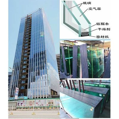 Flach reflektierendes beschichtetes gehärtetes dreiglasiges Isolierglas für Vorhangwandfenster