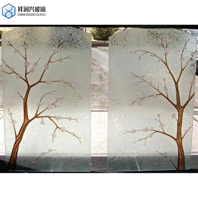 3-4mm Design Temperable Titanium Eisblüten Säure geätztes Glas Standard GB15763.2-2005