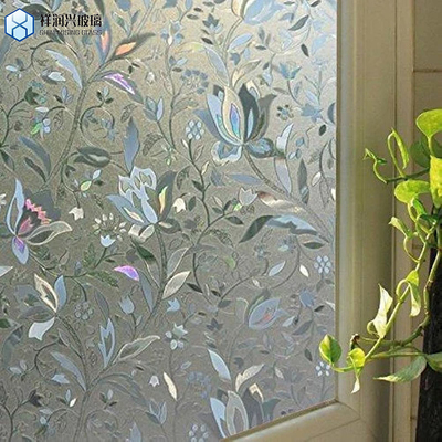 Gehärtetes Muster Glas Dusch Tür mit Bronze Karatachi Design und Musterblätter