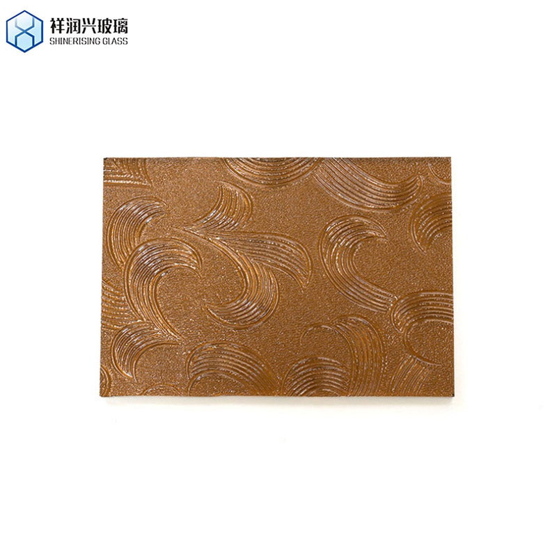 Kunstglas mit geätztem Wanddekor 3 mm 3,2 mm 4 mm Braun geprägtes Glas