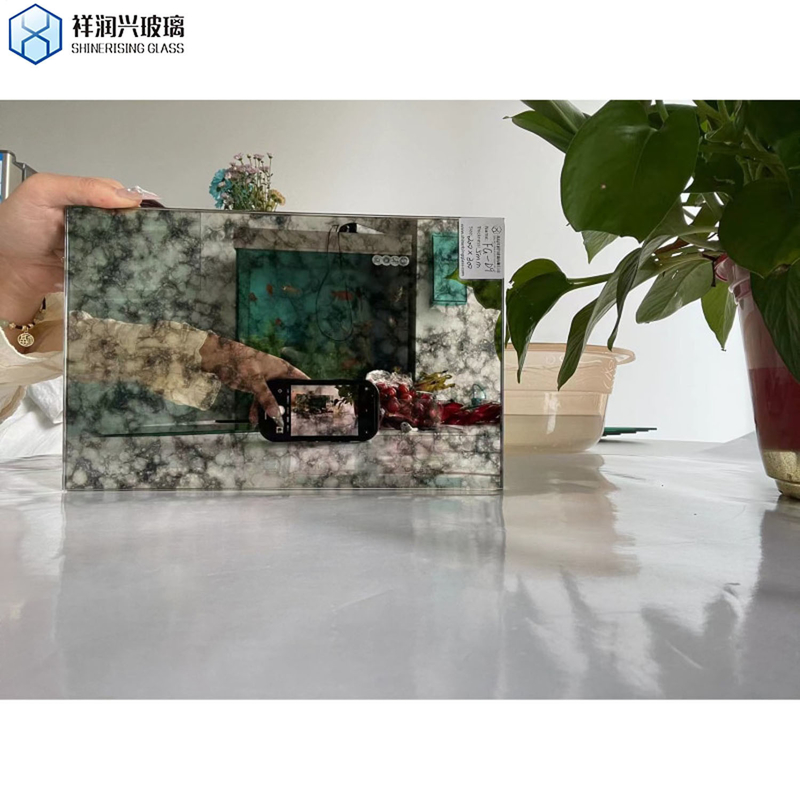 Vintage Großes Dekorationsglas Silber Spiegel Badezimmerspiegel mit flachen polierten Kanten
